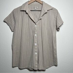 Albion Women Cabana Top XS Tsn Lace-like Short Sleeve Button Front Coastal Lagen